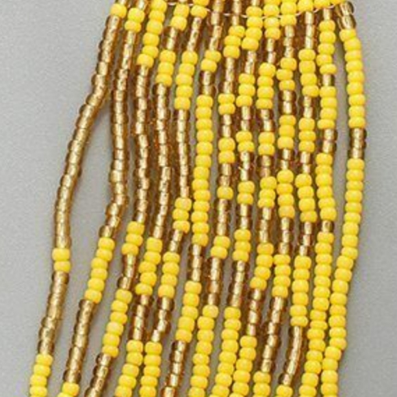 Long 5" Yellow Gold Abstract Sunshine Earrings Beaded Oversized Rays of Sun New - Picture 2 of 4